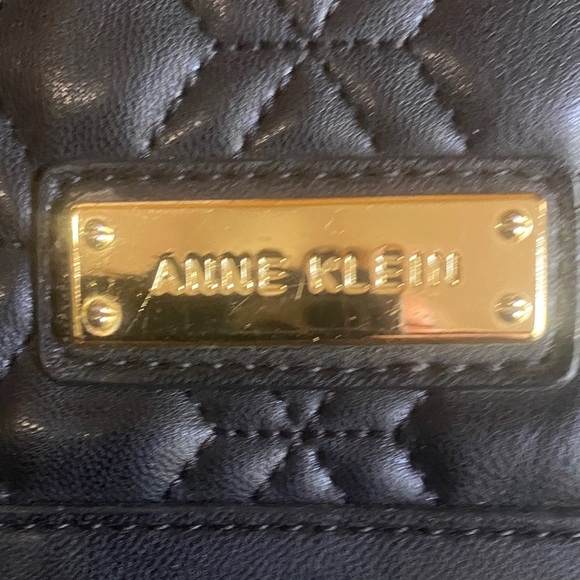 Anne Klein Black Quilted Shoulder Bag with Gold Accents - Picture 2 of 6